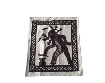 Authentic Fakaha Cloth 30 - Rare Unique hand painted Korhogo cloth Organic cotton Wall hanging