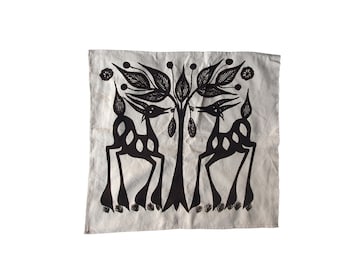 Authentic Fakaha Cloth 47 - Rare Unique hand painted Korhogo cloth Organic cotton Wall hanging