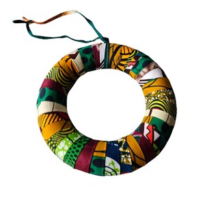 Ankara Christmas Wreath -  original one-of-a-kind multicoloured decorative wreath made with African fabric - 10 inches diameter