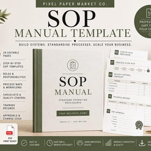 Plantilla de manual de procedimientos operativos estándar (SOP) / Manual de operaciones comerciales / Manual de capacitación de empleados / Word y PDF editables