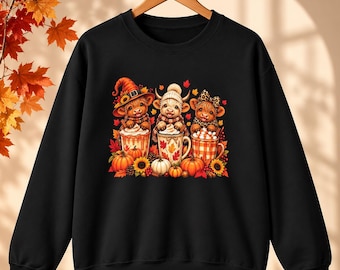 Autumn Harvest Three Baby Cow Fall Sweatshirt, T-Shirt & Hoodie