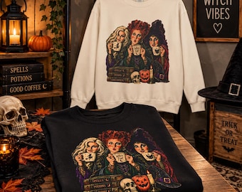 Witch Sisters Halloween vintage Graphic Sweatshirt, Hoodie & T-Shirt