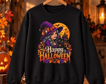 Happy Halloween Witch Graphic T-Shirt, Sweatshirt And Hoodie
