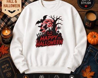 Happy Halloween Horror Graphic Sweatshirt, T-Shirt & Hoodie