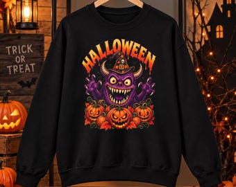 Halloween Monster Pumpkin Graphic Sweatshirt, T-Shirt & Hoodie