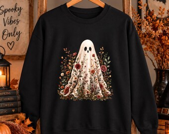 Autumn Floral Ghost sweatshirt | Halloween Ghost Illustration