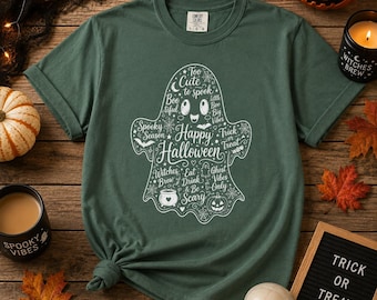Happy Halloween Ghost Doodle Sweatshirt, Hoodie And T-Shirt | Spooky Skull Candy Pumpkin