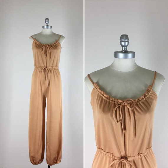 Vintage 1970s Jumpsuit • 70s Harem Pant Jumpsuit •