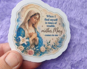 Moder Maria, Moder Maria-klistermärke, religiöst katolskt citat, vinyllaptopdekal, trosbönekonst
