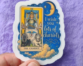 Tarot, vagnen, vagnens tarotkortsklistermärke, positivt citat, häxig vinyldekal
