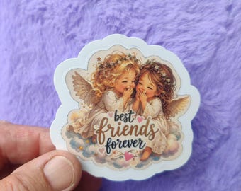 BFF, Bästa vänner för alltid, Änglavänner-klistermärke, Himmelsk konst, Dagbok, Laptop, Telefondekal