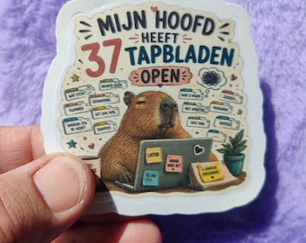 Capibara, Mijn Hoofd Heeft 37 Tabbladen Open, Grappige Capibara, Chaotisch Hoofd, Herkenbare Humor, Grappig Cadeau