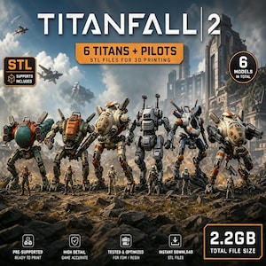 Colección Titanfall 2 STL / 6 personajes / Piezas con soportes preinstalados / Archivos para impresión 3D / Descarga digital