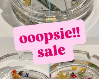 OOOPS! Glass Resin Ashtray Art, Faux Cigarettes & Vices, Funny Smoker Gift (Oops Collection)