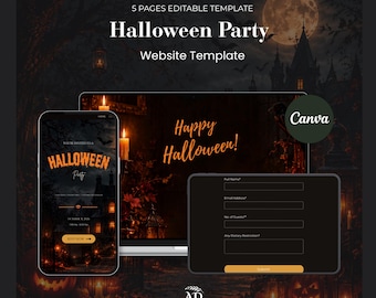 Classic Pumpkin Halloween Website Template 2026 | Digital Hen Party Invitation with Countdown & RSVP | Instant Download