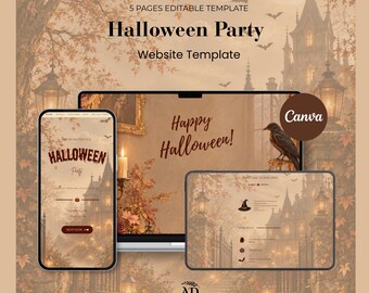 Classic Halloween Website Template 2026 | Digital Hen Party Invitation with Countdown Timer & Online RSVP | Instant Download