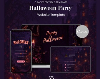 Classic Halloween Website Template 2026 | Pumpkin Hen Party Digital Invitation with Countdown & RSVP | Instant Download