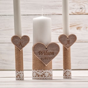 Wedding Unity Candles, Personalized Unity Candle Set, Unity Ceremony Set, Rustic Candles set for Wedding, Family Candles for a Vow Renewal