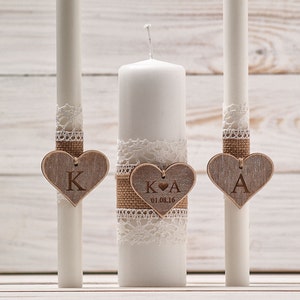 Wedding Unity Candle Set Rustic Unity Candle Church Ceremony Set Personalized Unity Candle Wedding Ceremony Custom Candle for a Vow Renewal