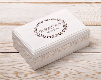 Personalized Wedding Ring Box for Ceremony, Wooden Ring Bearer Box, Wedding Ring Bearer Pillow Alternative, Rustic Wood Ring Holder Dish