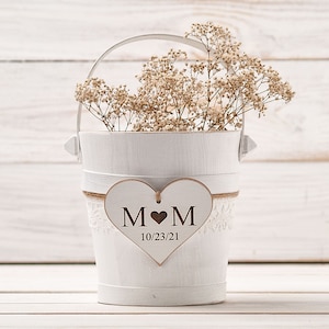 Personalisierter Blumenmädchen Korb Blumenmädchen Tasche Rustikal Hochzeit Eimer Hochzeitskorb Brautkorb Blumeneimer Blumenmädchen Pail und Träger