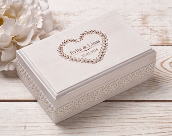 Caja de anillo de boda personalizada, caja portadora de anillo de madera blanca, alternativa de almohada de anillo de boda, almohada portadora de anillo, soporte de anillo de madera rústica