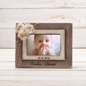 Marco de fotos de niña personalizado, nuevo marco de fotos de bebé, marco de fotos de bautismo, regalo de recién nacido de recuerdo de bebé, marco de primer año