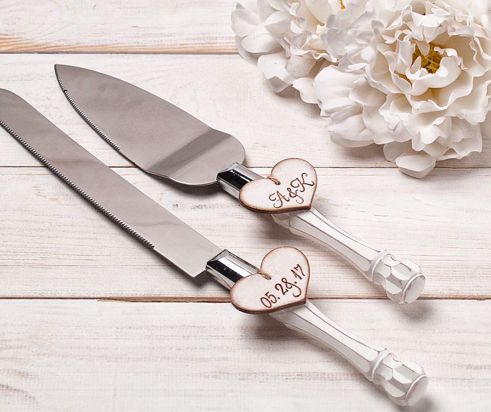 Cake Serving Set Rustic Wedding Cake Cutting Set Wedding Cake Etsy