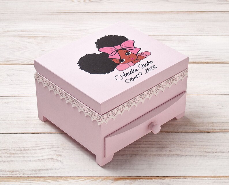 Girls Jewelry Box Baby Girl Memory Box With Name Etsy