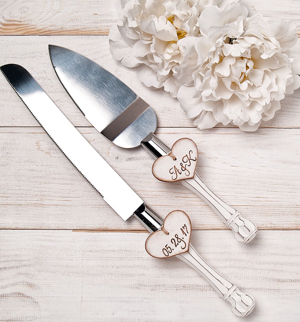 Cake Serving Set Rustic Wedding Cake Cutting Set Wedding Cake Etsy