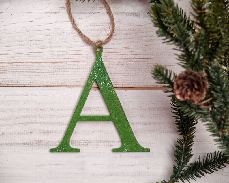 Christmas Tree Initial Ornament Stocking Name Tags Initial Etsy