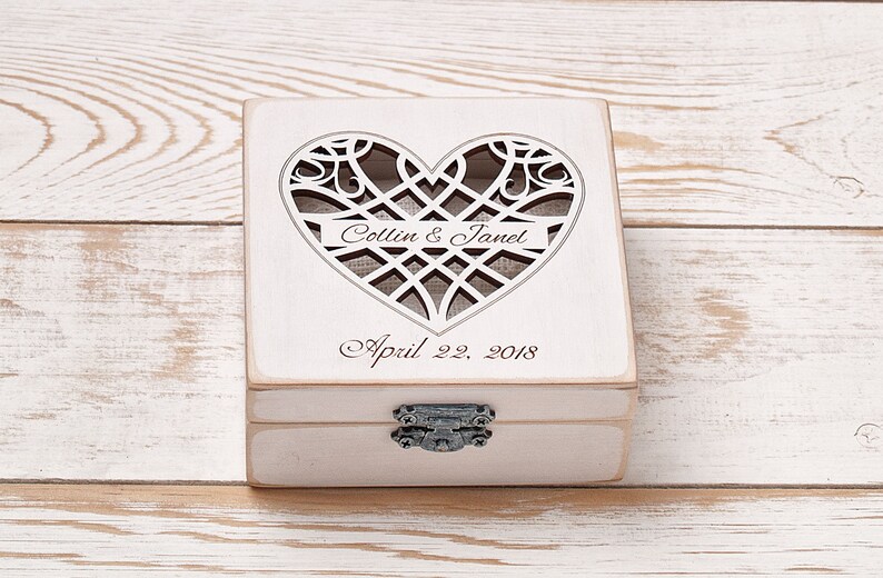 White Wedding Ring Pillow Ring Pillow Holder Lace Ring Box For Brides And Groom, JZH-5883
