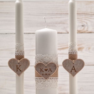 Wedding Unity Candle Set Rustic Unity Candle Church Ceremony Set ...