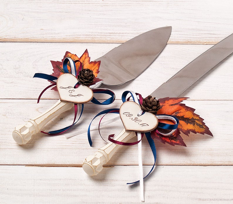 Fall Wedding Cake Server Set Autumn Cake Server and Knife Etsy