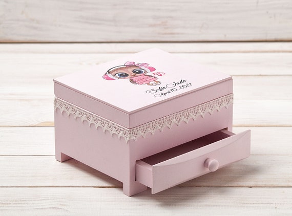 My Personal Memories Custom Personalized Mini Travel Jewelry Box Holder Case - Engraved and Monogrammed (Pink)