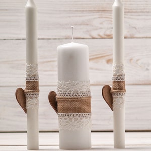 Wedding Unity Candle Set Rustic Unity Candle Church Ceremony Set ...
