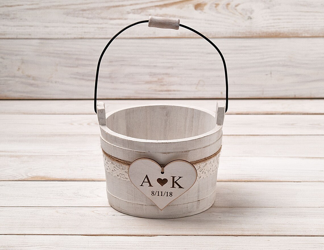 Personalized Flower Girl Basket Flower Girl Bag Rustic Wedding Etsy