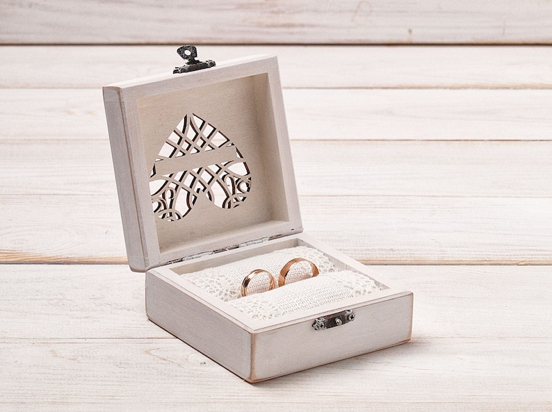 White Wedding Ring Box for Ceremony Personalized Ring Bearer Etsy