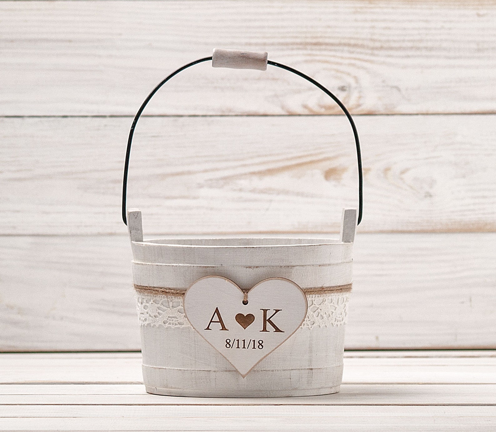 Personalized Flower Girl Basket Flower Girl Bag Rustic Wedding Etsy