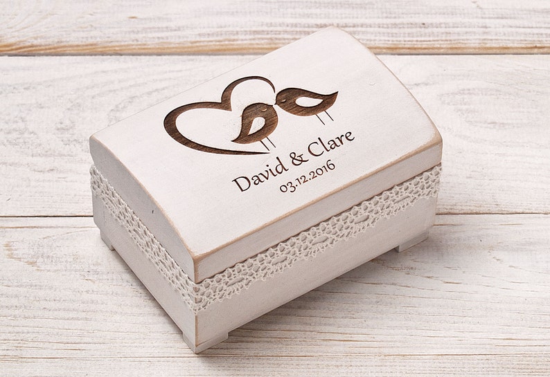 Rustic Ring Box Love Birds Personalized Ring Box,Wedding Ring Holder Wedding Ring Box Wedding Ring Bearer Ring Pillow Ring Bearer Box