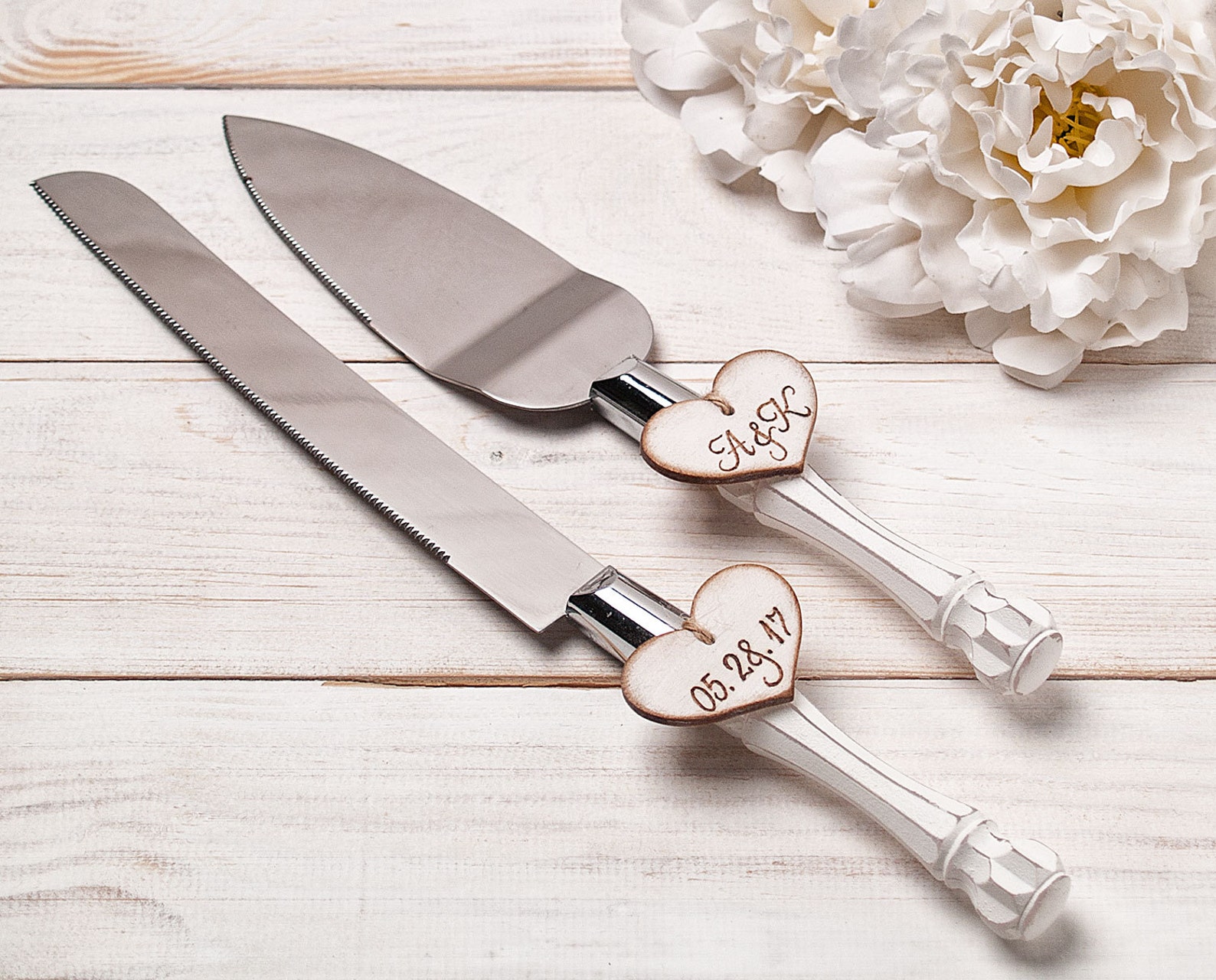 Cake Serving Set Rustic Wedding Cake Cutting Set Wedding Cake Etsy