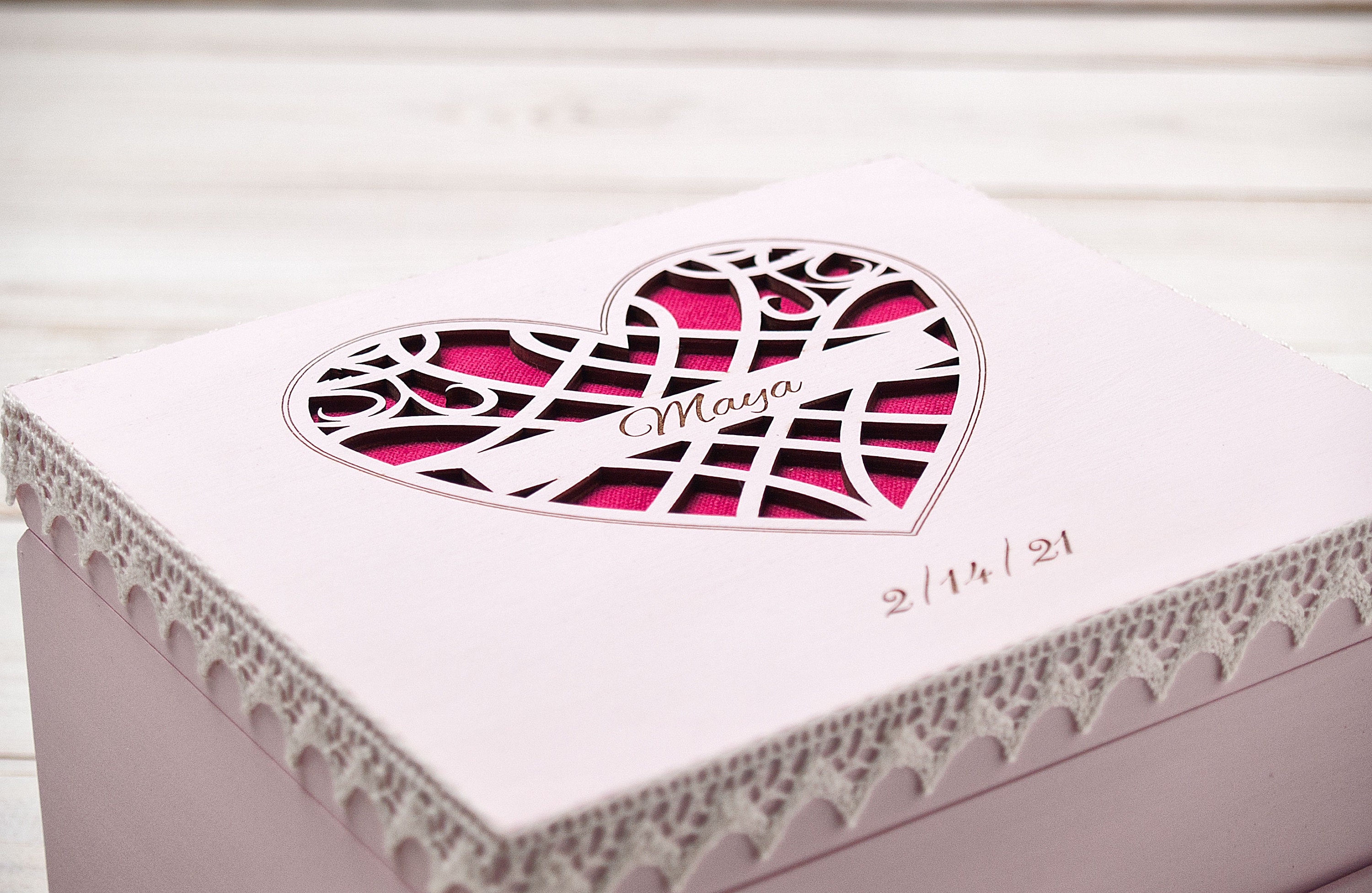 Anniversary Gift For Fiance Anniversary Jewelry Box With Heart And Your Initials Engraved On Top For Groom