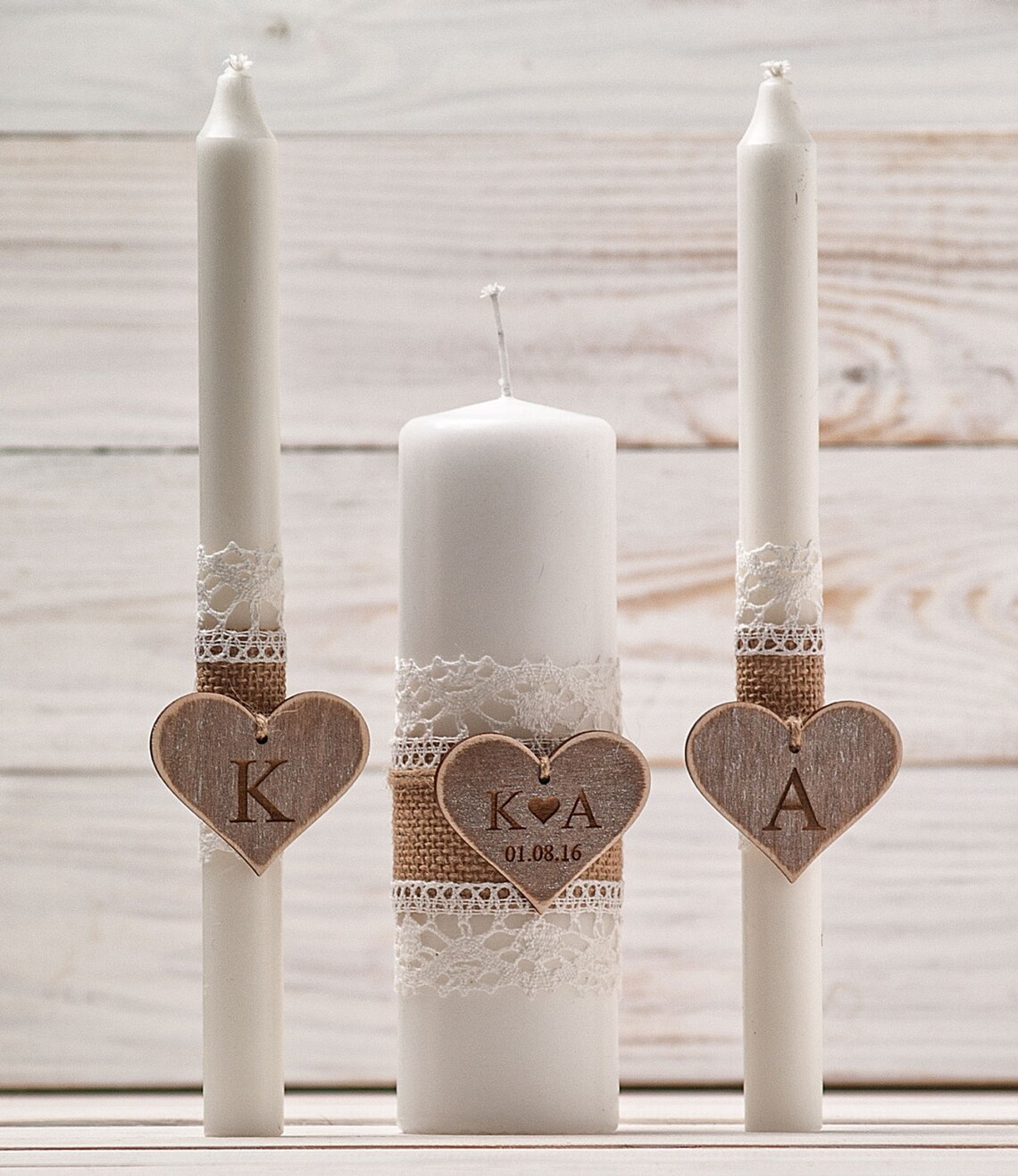 Wedding Unity Candle Set Rustic Unity Candle Church Ceremony Etsy