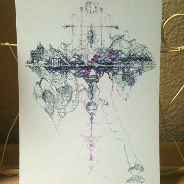 Illustration print 4 x 6 inches "A mess"