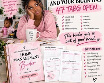 Mom Binder Printable, Home Management Planner for Busy Moms, Household Organizer, Mom Planner PDF