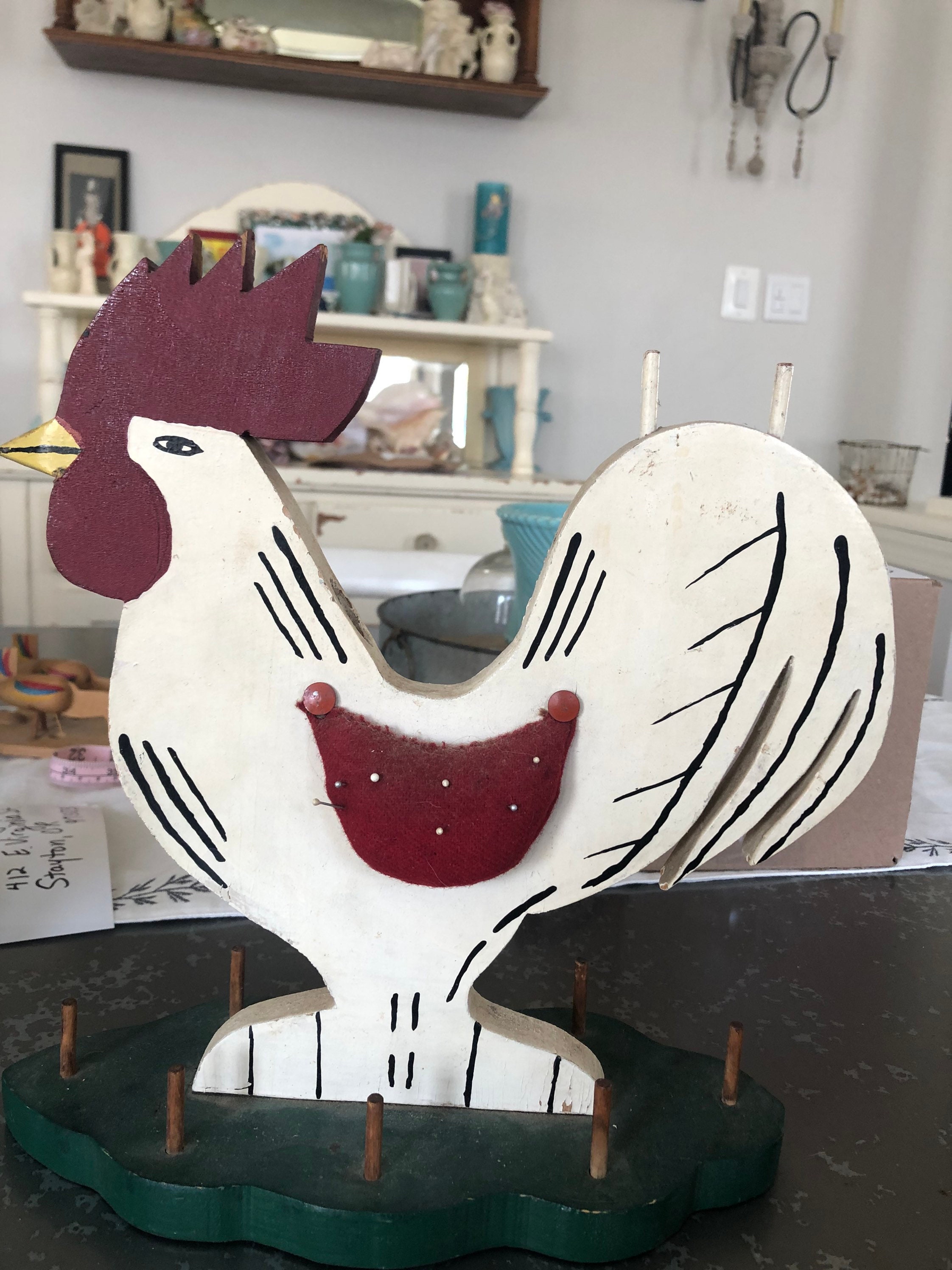 Vintage Folk Art Chicken Sewing Caddy - Etsy