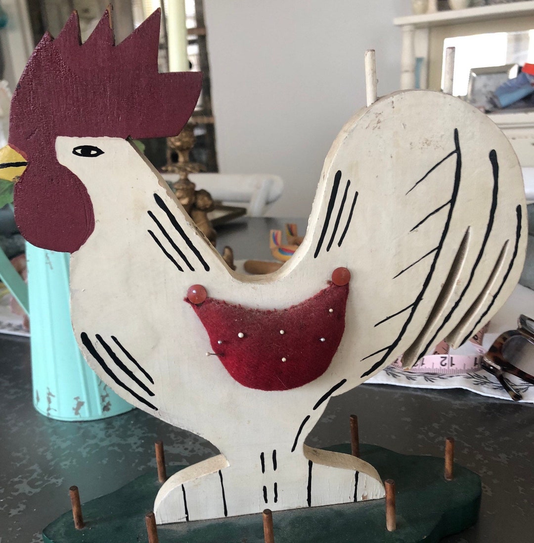 Vintage Folk Art Chicken Sewing Caddy - Etsy