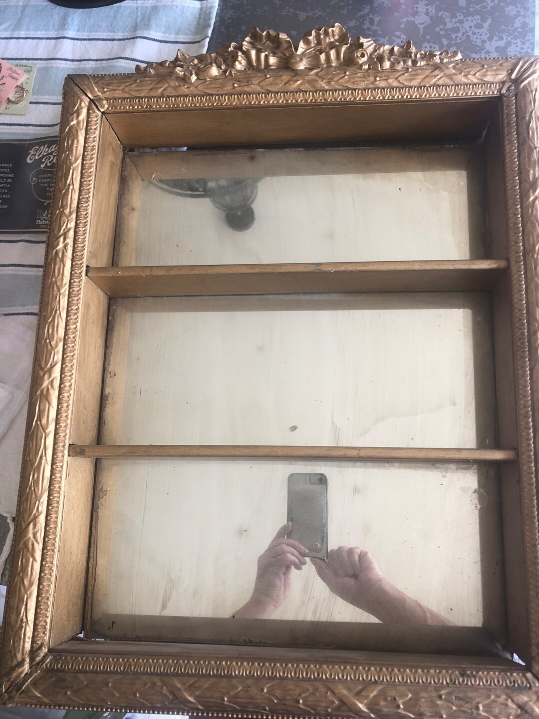Antique Hanging Shelf/mirrored Curio gesso Framed Shelf Etsy