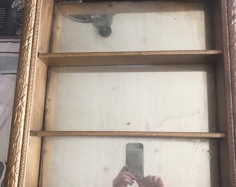 Antique Hanging Shelf/Mirrored Curio *Gesso Framed Shelf