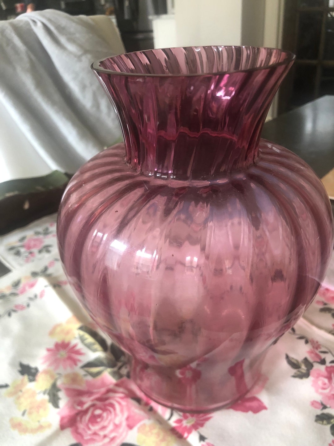 Cranberry Glass Vase Vintage Vase Etsy